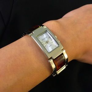 Joan Rivers Classics Silver Watch Amber Shell